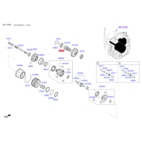 Подшипник АКПП 45738-23000 Mobis - 4573823000 - схема с каталога 45738, KEURPH817 4573823000