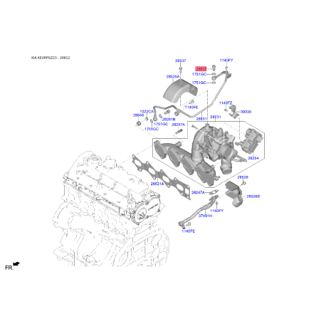 Болт системы выпуска 26822-47291 Mobis - 2682247291 - схема с каталога 26812, KEURPGZ23 2682247291