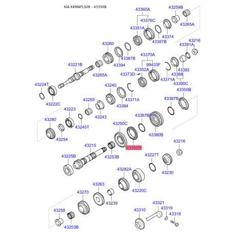 Синхронізатор, ступінчаста коробка передач 43350-28501 Mobis - 4335028501 - схема з каталогу 43350B, KKMAPLS06 4335028501
