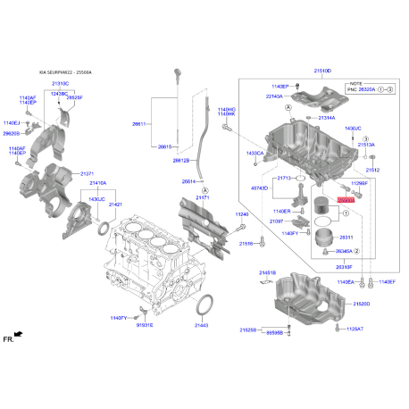 Термостат охлаждающей жидкости 25500-2A100 Mobis - 255002A100 - схема с каталога 25500A, SEURPHW22 255002A100