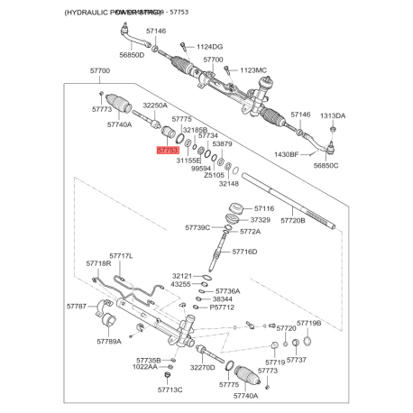 Втулка (подушка) крепления рулевого механизма 57753-2G000 Mobis - 577532G000 - схема с каталога 57753, KKMAPMG09 577532G000