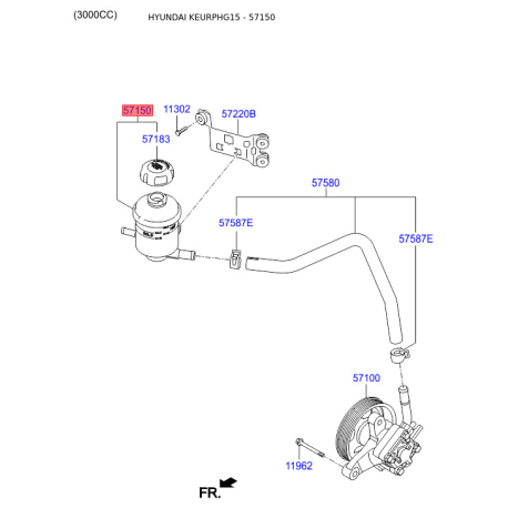 Бачок гідропідсилювача керма (ГПК) 57176-2T000 Mobis - 571762T000 - схема з каталогу 57150, KEURPHG15 571762T000