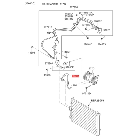 Трубопровод высокого / низкого давления, кондиционер 97762-2K000 Mobis - 977622K000 - схема с каталога 97762, KKMAPAM08 977622K000