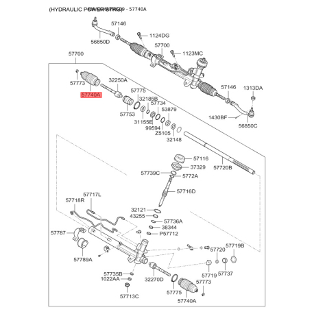 Чехол (пыльник, гофра) рулевого механизма 57740-2G000 Mobis - 577402G000 - схема с каталога 57740A, KKMAPMG09 577402G000