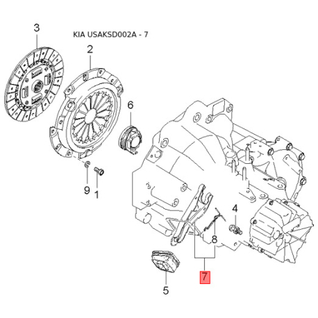 Чехол (пыльник) направляющей суппорта KH430-33698 Mobis - KH43033698 - схема с каталога 7, USAKSD002A KH43033698