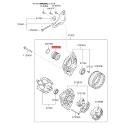 Шкив инерционный (муфта) генератора 37320-2B000 Mobis