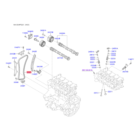 Цепь привода распредвала 24321-03170 Mobis - 2432103170 - схема с каталога 24321, CEURPTJ23 2432103170