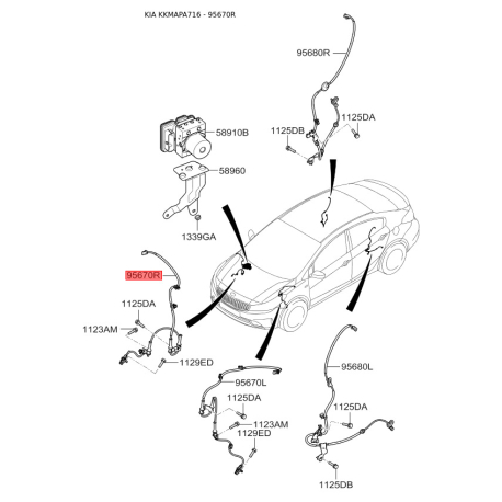 Датчик частоти обертання колеса (ABS) передній правий 59830-A7300 Mobis - 59830A7300 - схема з каталогу 95670R, KKMAPA716 59830A7300