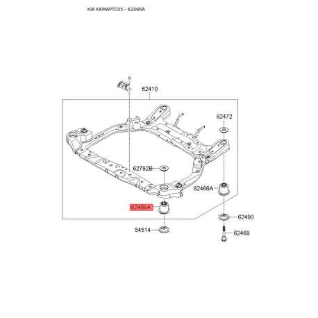 Сайлентблок балки 62485-1G010 Mobis - 624851G010 - схема с каталога 62466A, KKMAPTC05 624851G010
