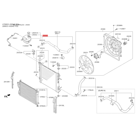 Бачок розширювальний 25430-2S050 Mobis - 254302S050 - схема з каталогу 25430, SEURPSLZ14 254302S050