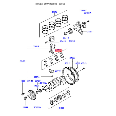 Комплект вкладишів 23060-32134 Mobis - 2306032134 - схема з каталогу 23060, EURM209800 2306032134