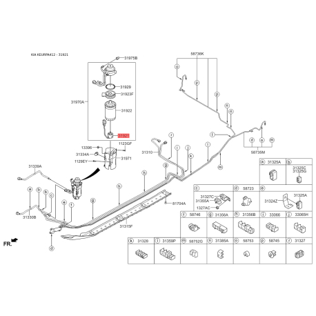Датчик давления, топливный бак 31921-3Z900 Mobis - 319213Z900 - схема с каталога 31921, KEURPA412 319213Z900