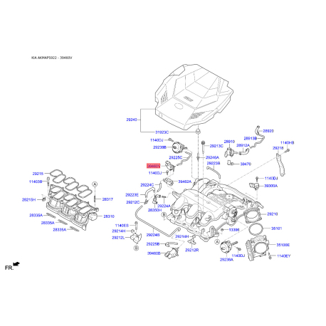 Клапан, управління рециркуляцією ВГ 39461-3C200 Mobis - 394613C200 - схема з каталогу 39460V, AKMAPS922 394613C200