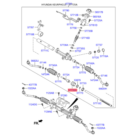 Втулка рейки рульового механізму 57735-2T000 Mobis - 577352T000 - схема з каталогу 57735A, KEURPHG15 577352T000