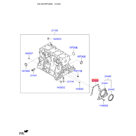 Прокладка, масляный насос 21444-02400 Mobis - 2144402400 - схема с каталога 21444, KEURPSA08 2144402400