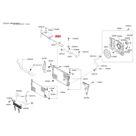 Бачок расширительный 25431-2E101 Mobis - 254312E101 - схема с каталога 25431, SEURPFQZ07 254312E101