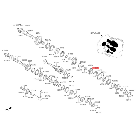Кольцо синхронизатора, ступенчатая коробка передач 43350-3B030 Mobis - 433503B030 - схема с каталога 43350K, KEURPC518 433503B030
