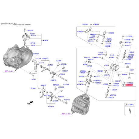 Выключатель света заднего хода 93860-49650 Mobis - 9386049650 - схема с каталога 93860D, SEURPF119 9386049650