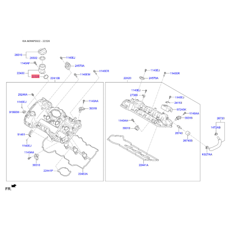 Прокладка, маслоналивная горловина 22432-3C401 Mobis - 224323C401 - схема с каталога 22326, AKMAPS922 224323C401