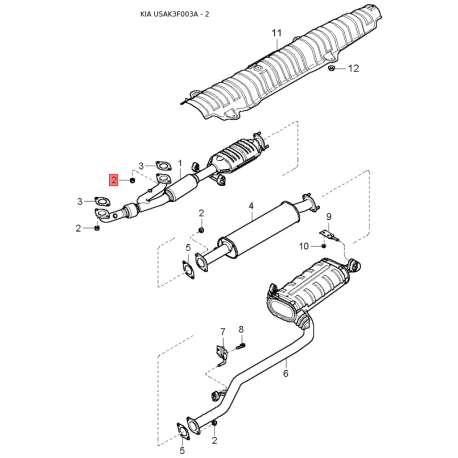 Болт задней ступицы и рычага 55117-29000 Mobis - 5511729000 - схема с каталога 2, USAK3F003A 5511729000