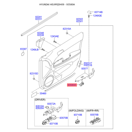 Вимикач 93580-2L010 Mobis - 935802L010 - схема з каталогу 93580A, HEURPJDH09 935802L010