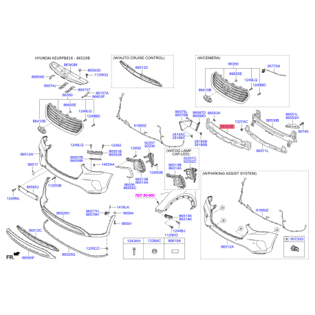 Абсорбер (пена, амортизатор) бампера 86520-B8AA0 Mobis - 86520B8AA0 - схема с каталога 86520B, KEURPB816 86520B8AA0