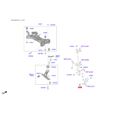 Болт крепления, рычаг и опора 51749-0X000 Mobis - 517490X000 - схема с каталога 51749, KKMAPTH23 517490X000