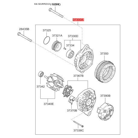 Генератор 37300-23650 Mobis - 3730023650 - схема с каталога 37300A, SEURPED10 3730023650