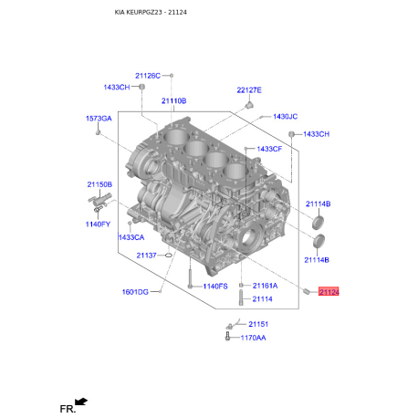 Штифт центрувальний (направляючий) 21124-21000 Mobis - 2112421000 - схема з каталогу 21124, KEURPGZ23 2112421000