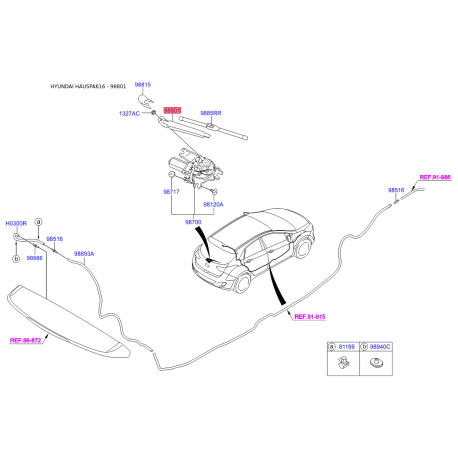 Рычаг стеклоочистителя 98811-A5000 Mobis - 98811A5000 - схема с каталога 98801, HAUSPA616 98811A5000