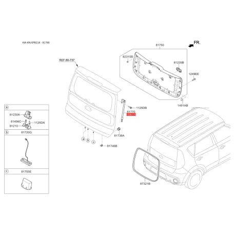 Пружина газова (упор) кришки багажника права 81780-B2000 Mobis - 81780B2000 - схема з каталогу 81780, KRUSPB216 81780B2000