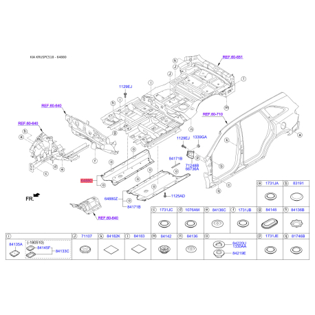 Шумоізоляція (віброізоляція) підлоги кузова права 84227-C5500 Mobis - 84227C5500 - схема з каталогу 64880, KRUSPC518 84227C5500
