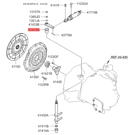 Втулка, шток вилки КПП и блок цилиндров 41413-39260 Mobis - 4141339260 - схема с каталога 41413A, KEURPSL10 4141339260