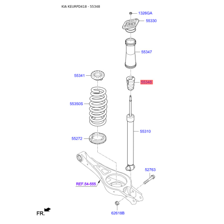 Буфер (відбійник) амортизатора 55326-C1100 Mobis - 55326C1100 - схема з каталогу 55348, KEURPD418 55326C1100