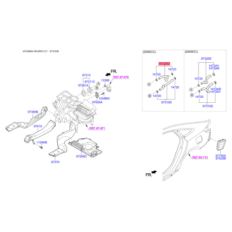 Шланг (патрубок) системи охолодження 97312-C1500 Mobis - 97312C1500 - схема з каталогу 97320D, KEURPC117 97312C1500