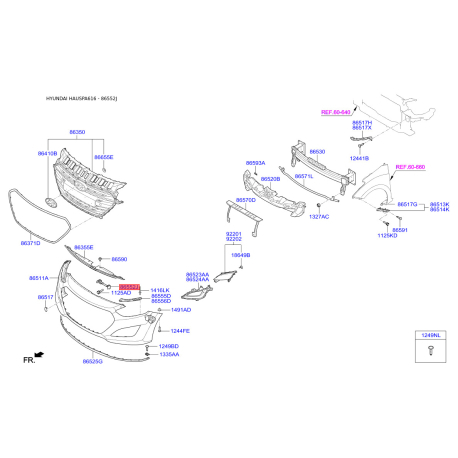 Кронштейн, буфер 86552-A5000 Mobis - 86552A5000 - схема з каталогу 86552J, HAUSPA616 86552A5000