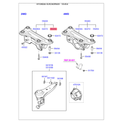 Сайлентблок заднего подрамника (задней балки) опорный, к кузову 55454-3B000 Mobis