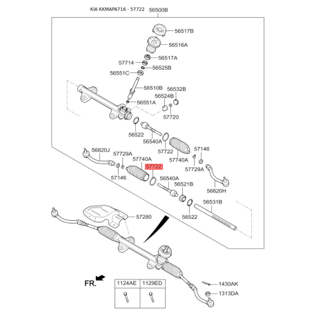 Хомут большой чехла рулевого механизма 57722-3X000 Mobis - 577223X000 - схема с каталога 57722, KKMAPA716 577223X000