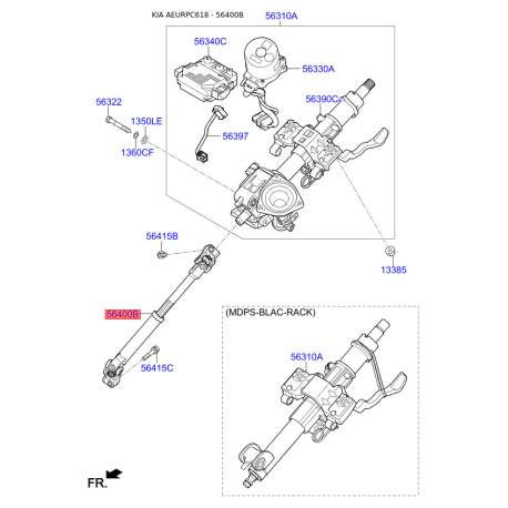 Вал проміжний карданний рульової колонки 56400-C5000 Mobis - 56400C5000 - схема з каталогу 56400B, AEURPC618 56400C5000