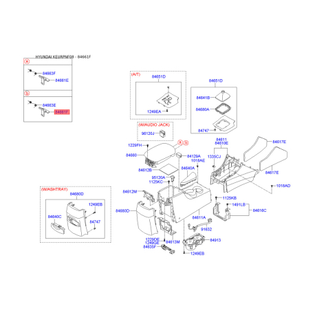 Центральная консоль комлекующие нижняя 84662-3K000HZ Mobis - 846623K000HZ - схема с каталога 84661F, KEURPNF08 846623K000HZ