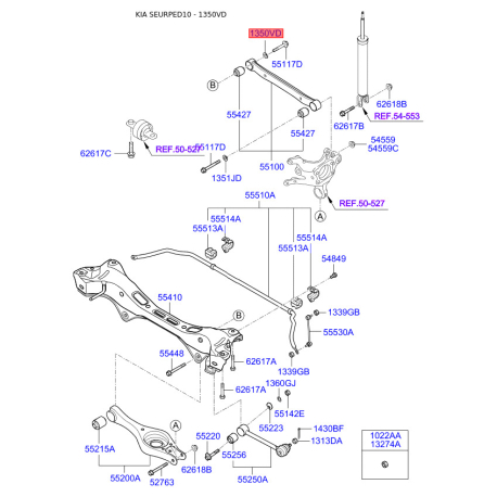 Пружинне кільце (шайба гровера), мултизастосовність 13508-12006K Mobis - 1350812006K - схема з каталогу 1350VD, SEURPED10 1350812006K