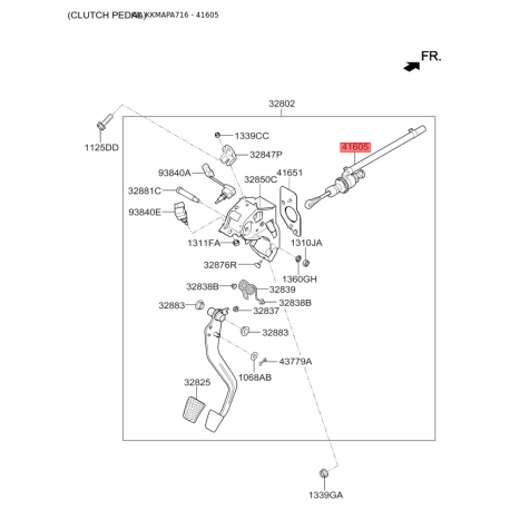 Циліндр зчеплення головний 41605-3X100 Mobis - 416053X100 - схема з каталогу 41605, KKMAPA716 416053X100