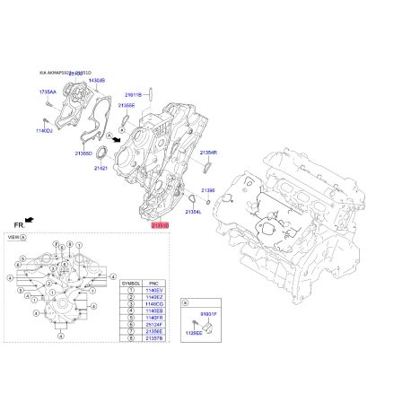 Кришка картера, блок-картер двигуна 21351-3L110 Mobis - 213513L110 - схема з каталогу 21351D, AKMAPS922 213513L110