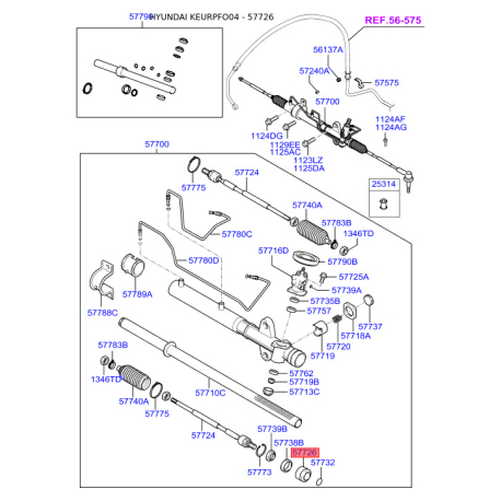 Втулка рейки рульового механізму 57726-4A000 Mobis - 577264A000 - схема з каталогу 57726, KEURPFO04 577264A000