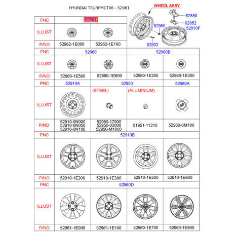 Центрирующее кольцо, обод 52962-1E100 Mobis - 529621E100 - схема с каталога 52961, TEURPMCT06 529621E100