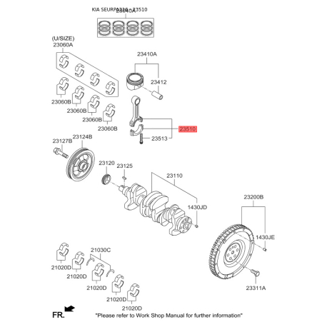 Шатун 23510-04040 Mobis - 2351004040 - схема з каталогу 23510, SEURPA216 2351004040