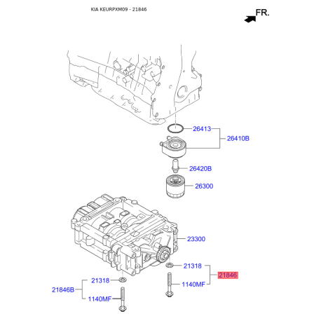 Болт маслонасоса 21390-25000 Mobis - 2139025000 - схема з каталогу 21846, KEURPXM09 2139025000