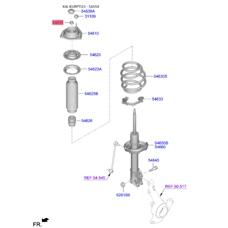 Гайка стабилизатора и стойки стабилизатора 54559-26000 Mobis - 5455926000 - схема с каталога 54559, IEURPTI23 5455926000