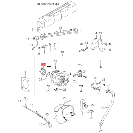 Кольца поршневые 23040-38110 Mobis - 2304038110 - схема с каталога 20, EURK3C002A 2304038110