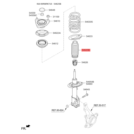 Пилозахисний комплект амортизатора 54625-A6000 Mobis - 54625A6000 - схема з каталогу 54625B, KKMAPA716 54625A6000